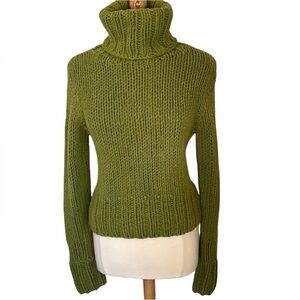 The Limited Hand-knit Vintage Rare Green Turtleneck w/oversized cuffs Size Large